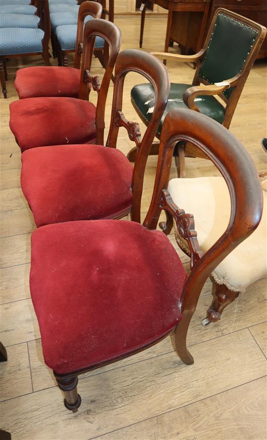 A set of six Victorian mahogany balloon back dining chairs